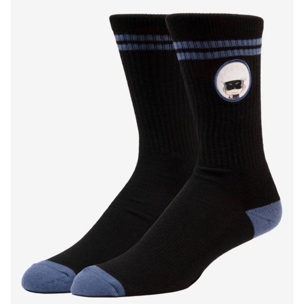 Men's Jujutsu Kaisen Gojo‎ Crew Socks/ Black, Shoe Size 6.5-12.5 Anime